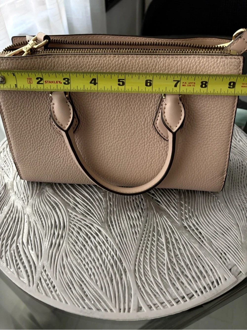 Michael Kors Pebbled Leather Satchel in Blush Pink with Gold Hardware